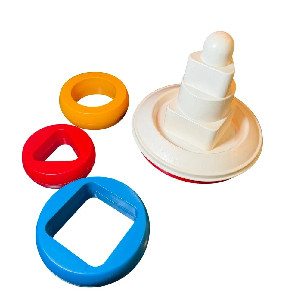 Vintage Tupperware TupperToys Shape Sort Stacking Pyramid Rings Educational Toy